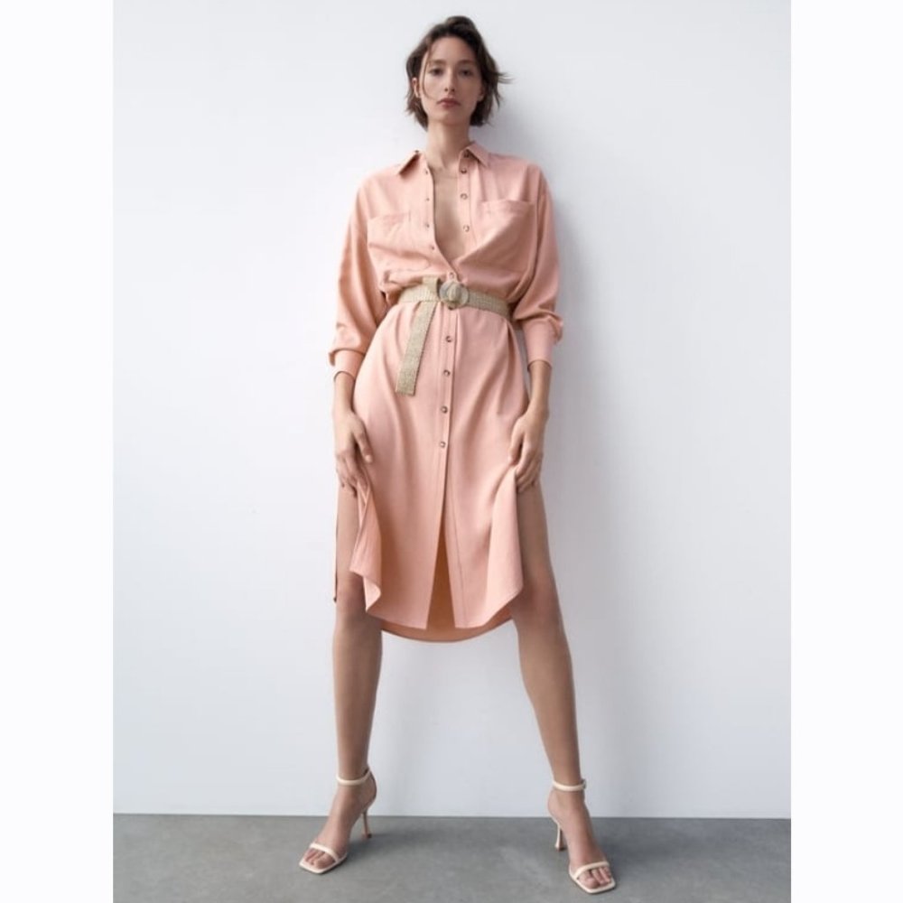 ZARA BELTED OVERSIZED DRESS NEW size S